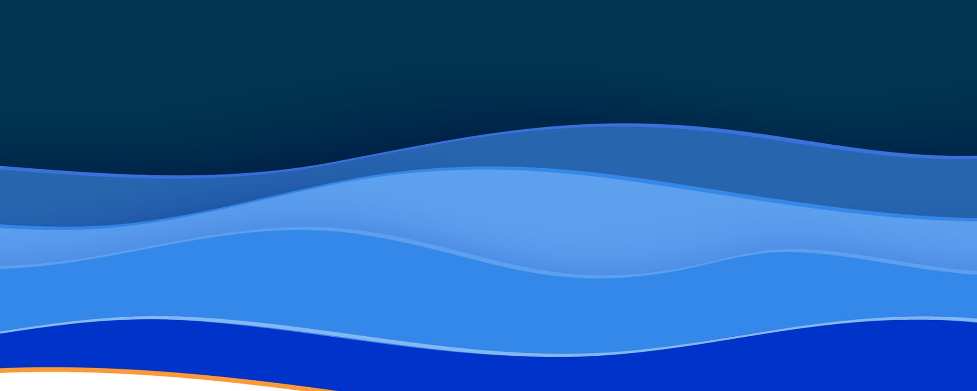 Abstract wavy blue shapes with a gradient navy background.